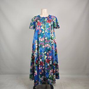 Vintage Tropical Floral Maxi Dress Kaftan One Size – Bold Resort Style